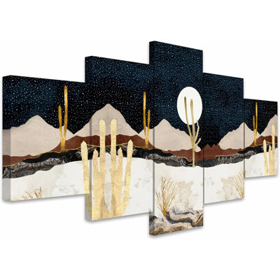Cactus Desert " Moon Over Southwest Golden Marble Desert Cactus " 5 - Pieces