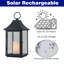Lanterne solaire extérieure H14 pouces avec bougie à DEL scintillante Lanterne décorative en métal noir avec verre suspendu ou lanterne de table pour patio