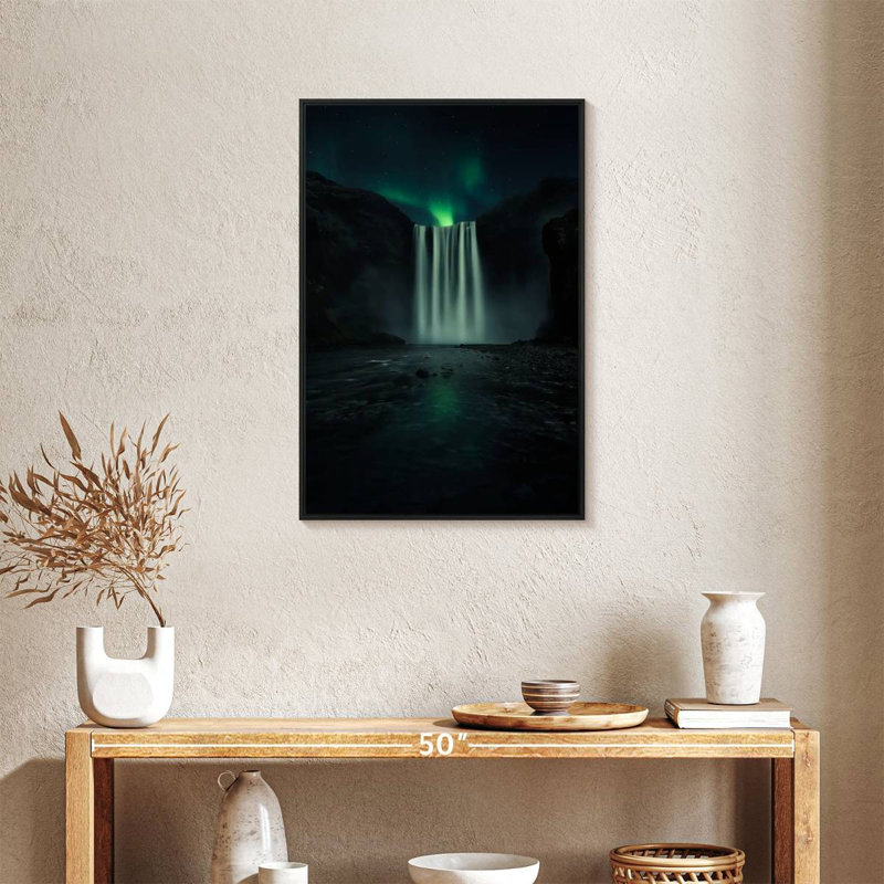 Nuit verte, Cadre flottant noir, 21 po x 31 po