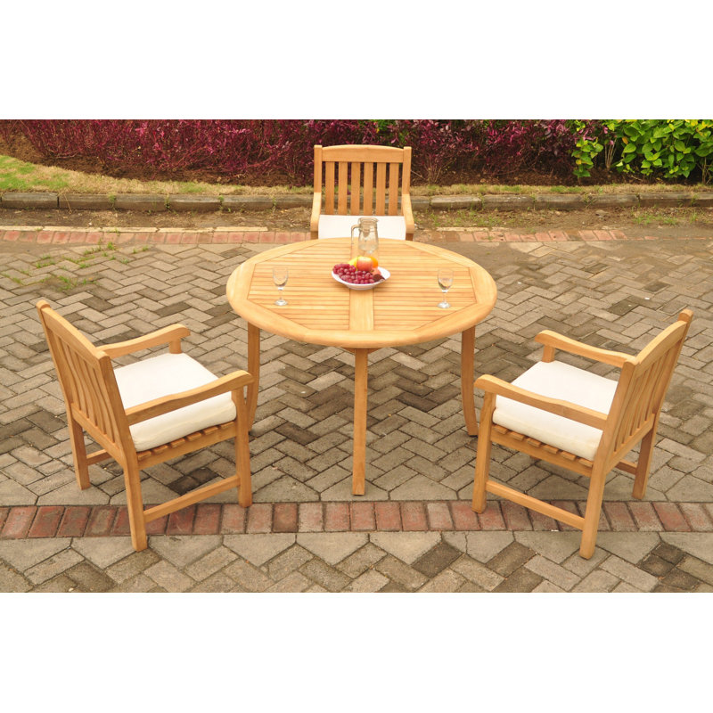 Panama 3 - Person Teak Wood Patio Dining Set with Round Table