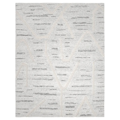 Nordin Hand-Knotted Wool/Cotton Area Rug in Light Grey