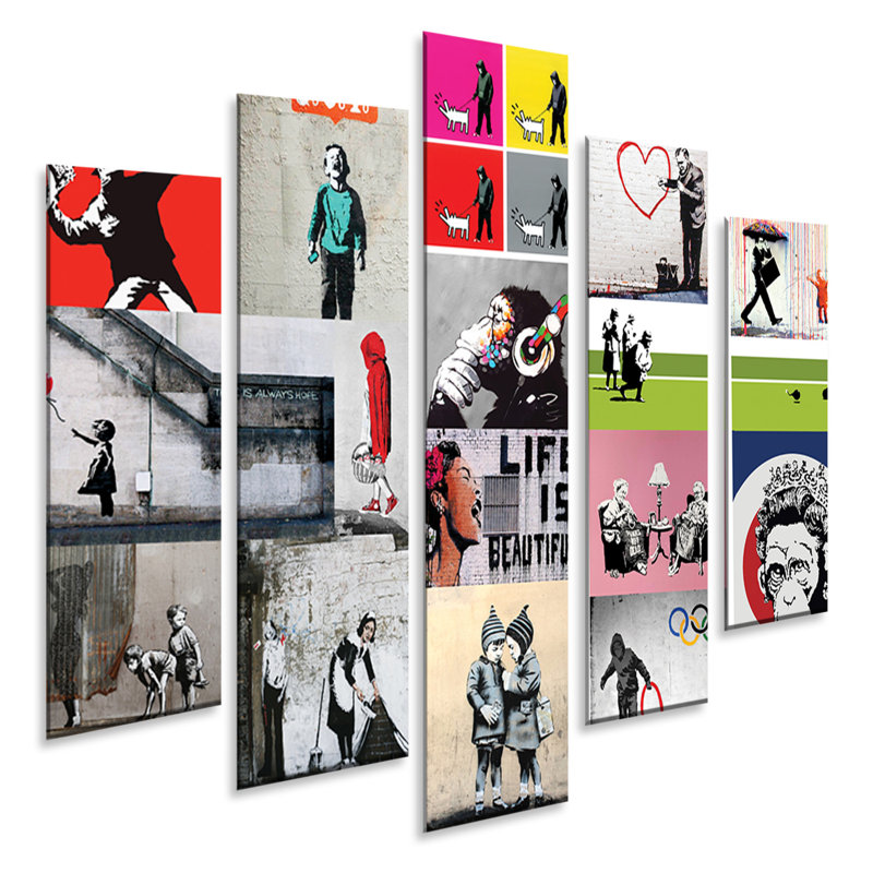 Banksy Collage by Banksy - 5 Piece No Frame Painting on Plastic / Acrylic