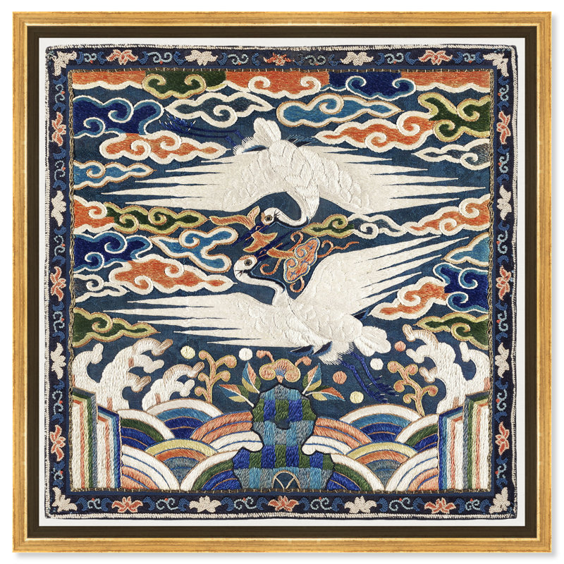 Insigne de la dynastie Joseon - peinture sur toile, H 20 po x l 20 po, Toile avec cadre doré