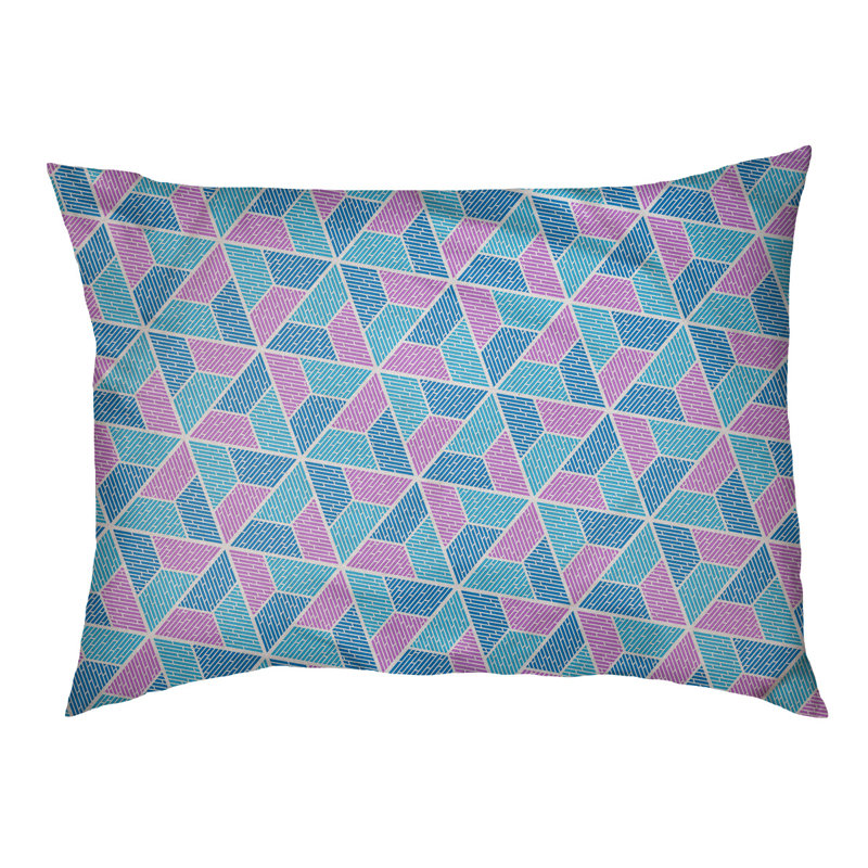 Coussin pour chien Byrge Trapezoids, Grand (l 40 po x P 30 po x H 32,5 po), Mauve / bleu / cyan