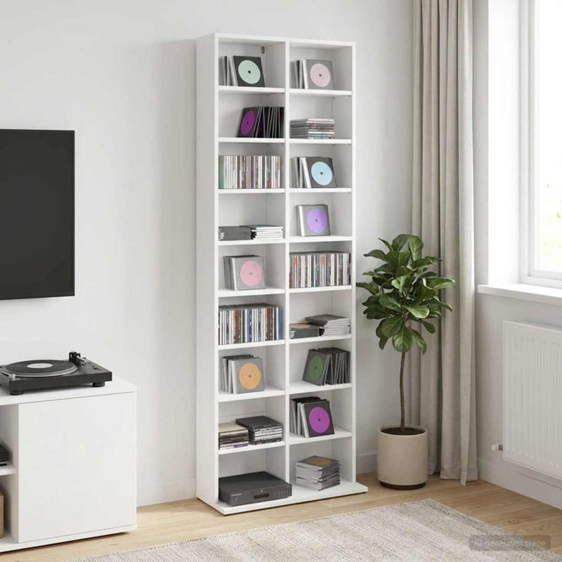  CD Cabinet Engineered Wood Indoor Media Storage Unit Rack Bedroom Home
