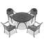 Ensemble de 5 meubles de patio en aluminium coulé avec cadre noir et coussins de siège bleus-1644638907