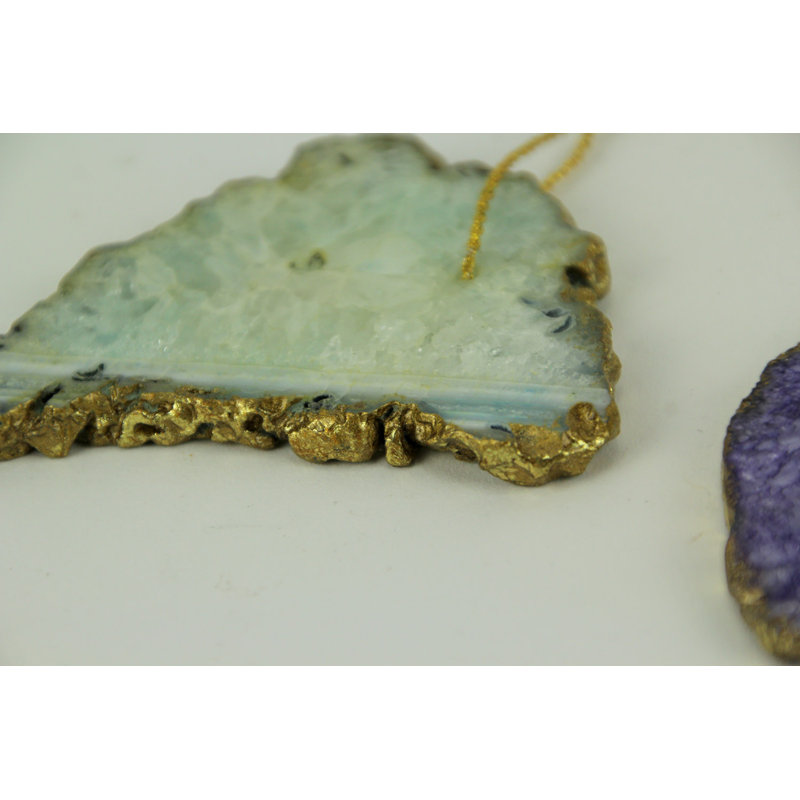 Ensemble de 3 ornements de fenêtre suspendus Agate Rock Slice Suncatcher