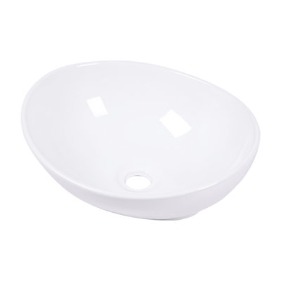 16X13 Inch White Ceramic Oval Vessel Sink For Bathroom - Stain , Stylish Essential Item Modern White, Stain-, Ideal Various Bathrooms