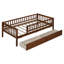 Lit de jour simple avec deux tiroirs en noyer - Maximise l'espace de rangement pratique en bois massif pour une maison efficace-611362492-611362493