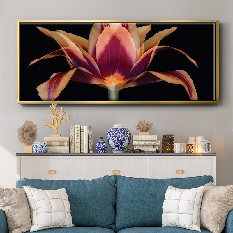 Red Tulip- Framed Canvas, 20" H x 50" W