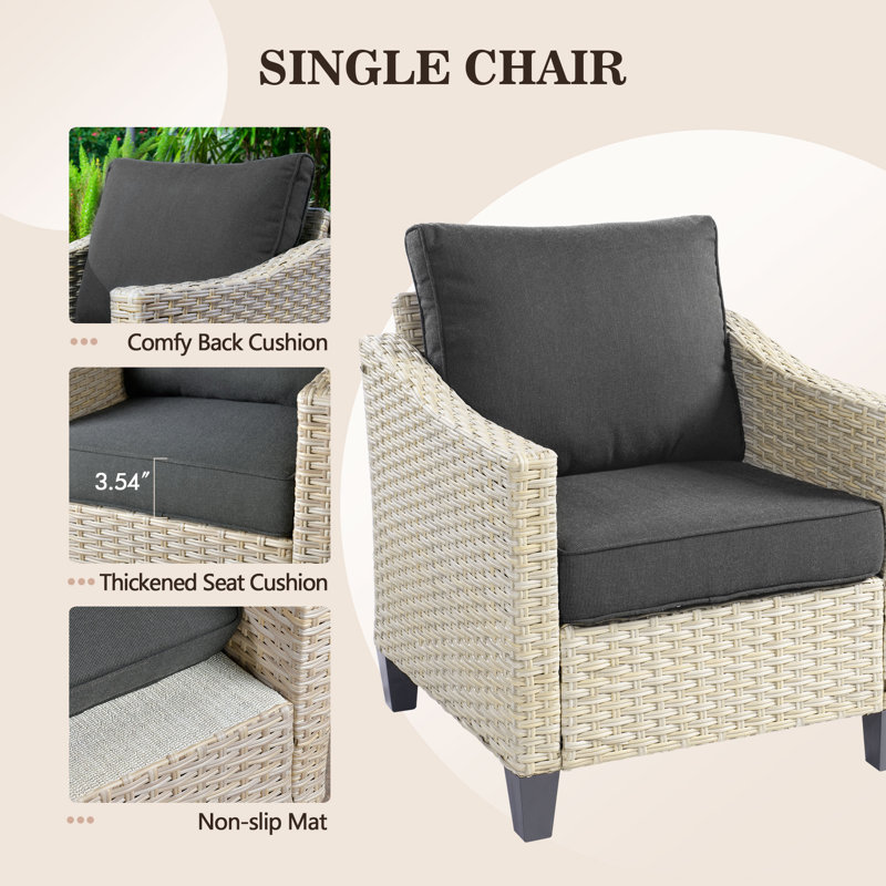 Wicker 2 - Person Patio Conversation Sets with Cushions, Black