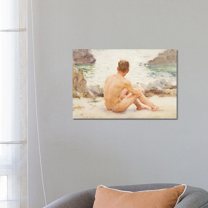 Charlie Seated On The Sand by Henry Scott Tuke - Wrapped Canvas Gallery-Wrapped Canvas Giclée