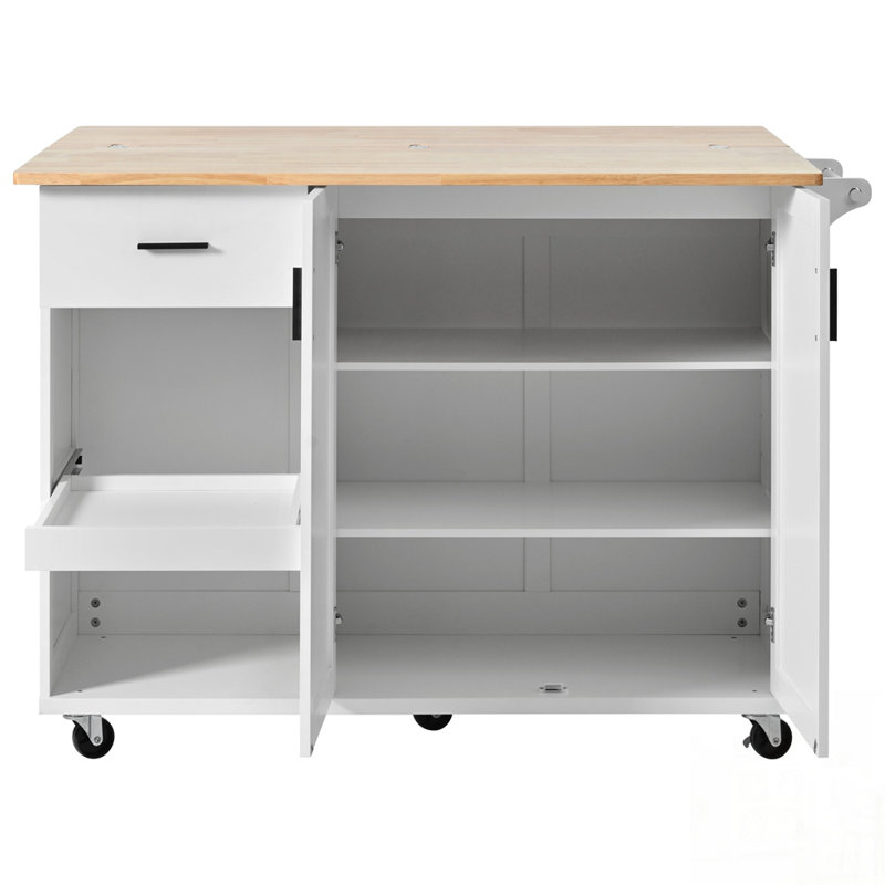 Îlot de cuisine polyvalent avec comptoir pliable, grand rangement et mobilité pour une cuisine et une organisation améliorées