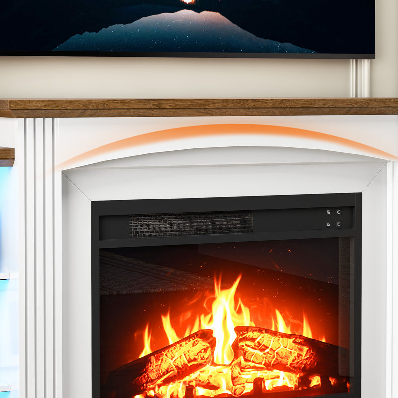 Farmhouse Electric Fireplace TV Stand with LED Light, Fits up to 50" TVs