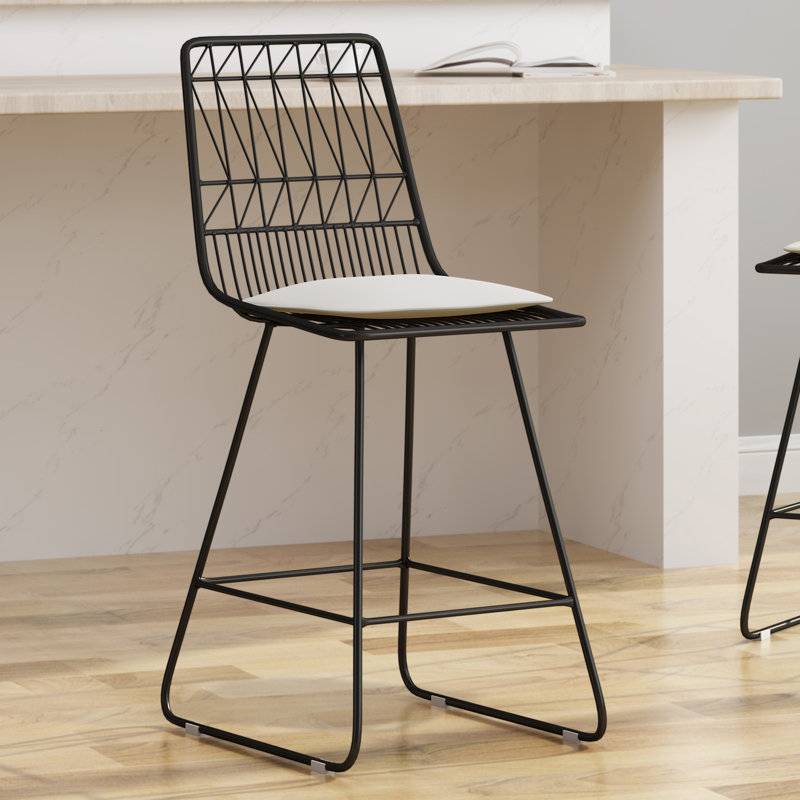 Kerby Upholstered Counter Stool with Metal Frame, Black