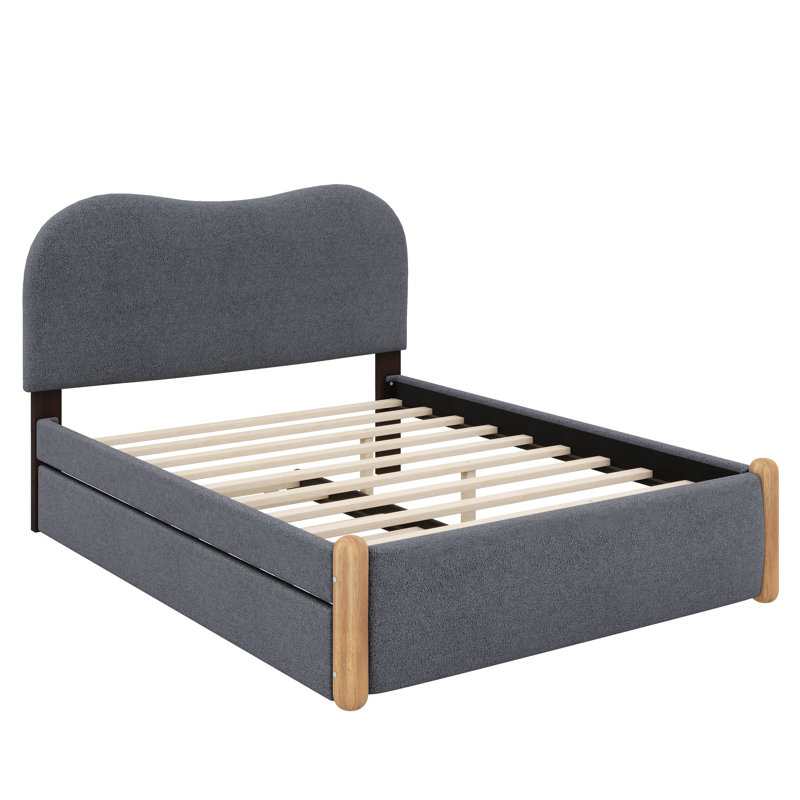 Pieds de lit en bois rembourrés, Gris, Lit double