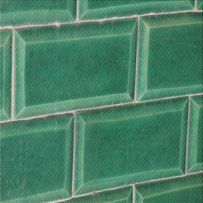 Tapis à motif géométrique vert, Carré 7 pi