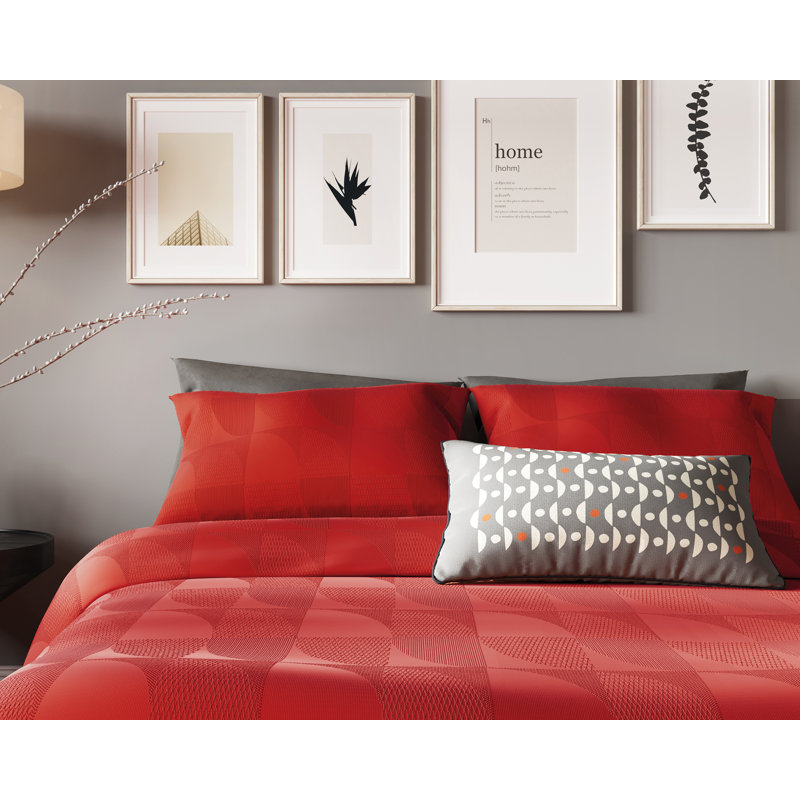 Axel  Duvet Cover Set , King Size Duvet Cover + 2 Pillowcases, Red