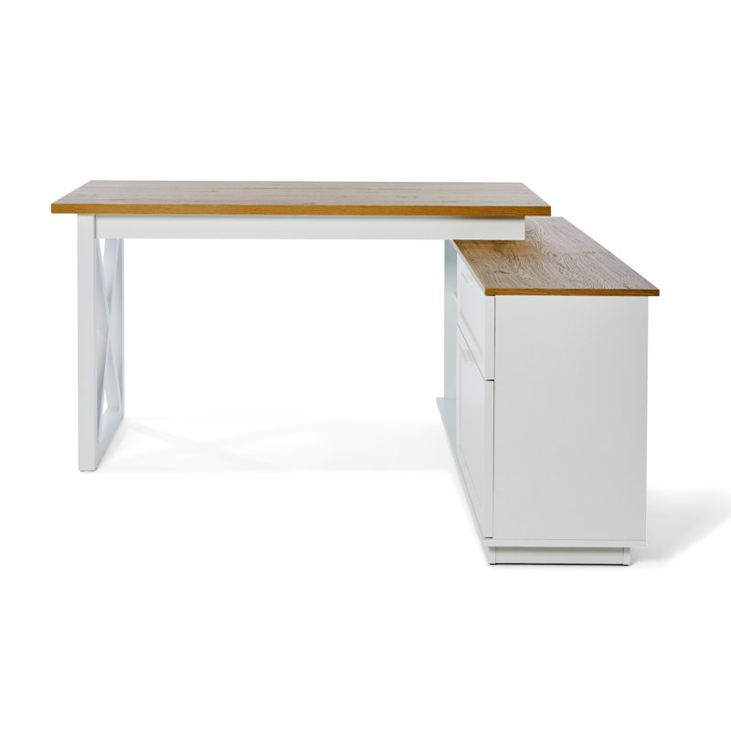 Epping Modular L-Shaped Computer Desk, Natural/White