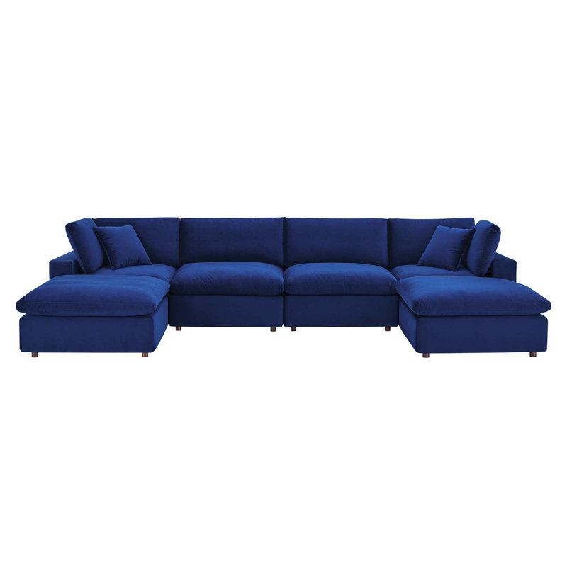 Canapé modulaire en velours rembourré 6 pièces Modway Commix, Marine