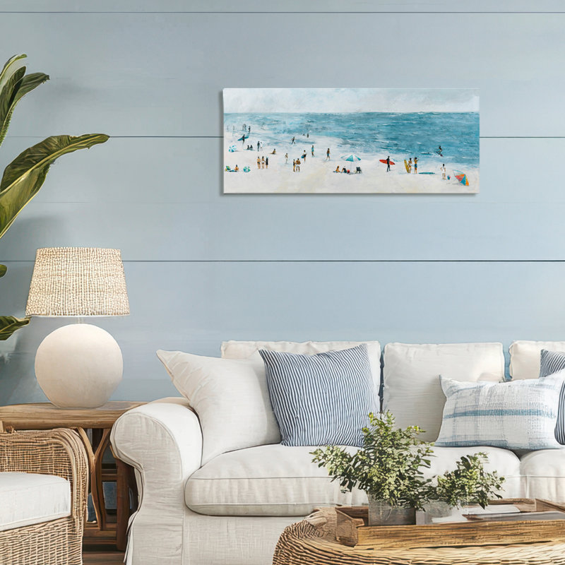 «Busy Beach Coastal Scene», conception par Lorenzo Collective, H 13 po x l 30 po