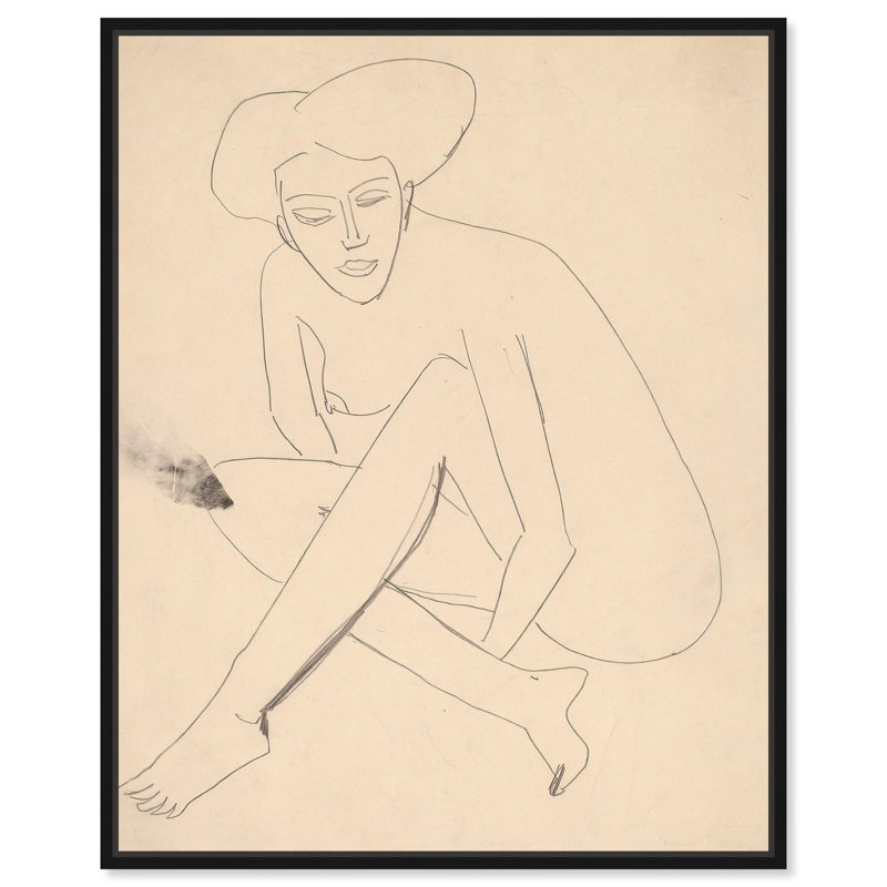 Dodo assis 1910 sur toile , Cadre flottant noir, H 21 po x l 17 po