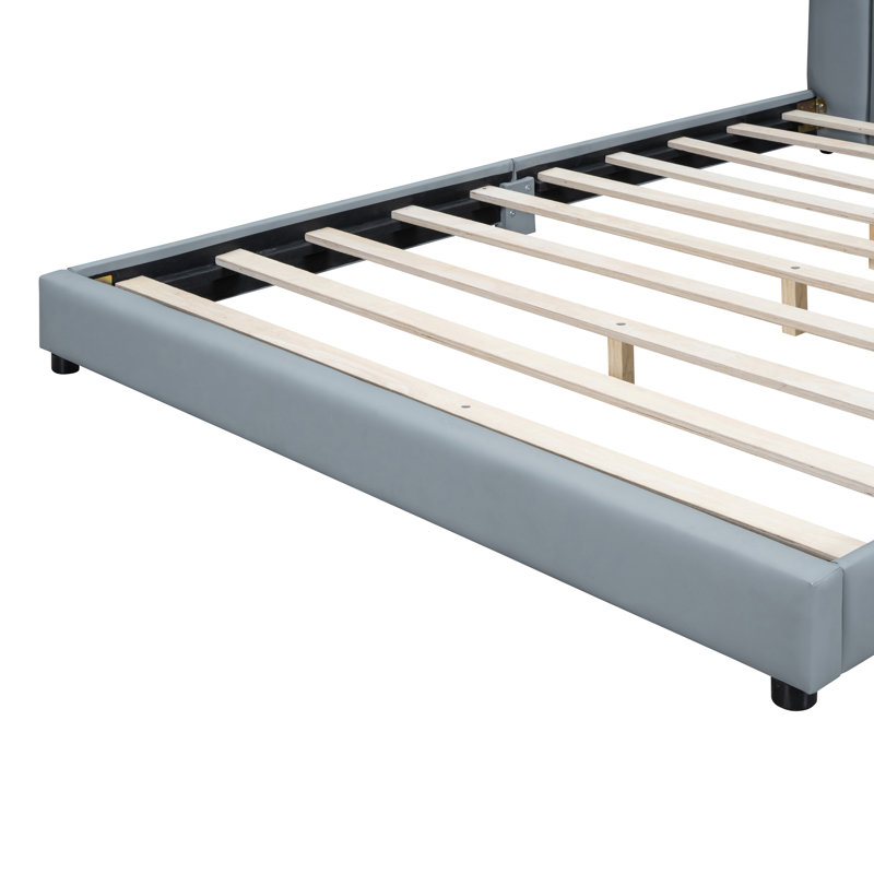 Upholstered Platform Bed, Gray
