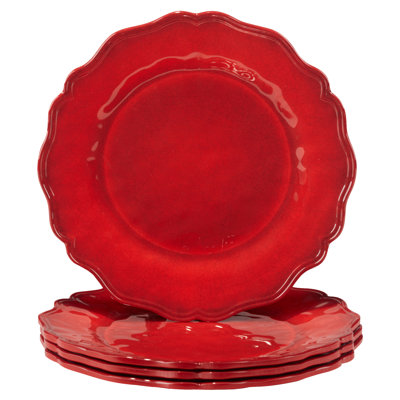 Ensemble de 4 assiettes à salade rouge craquelé 9 po