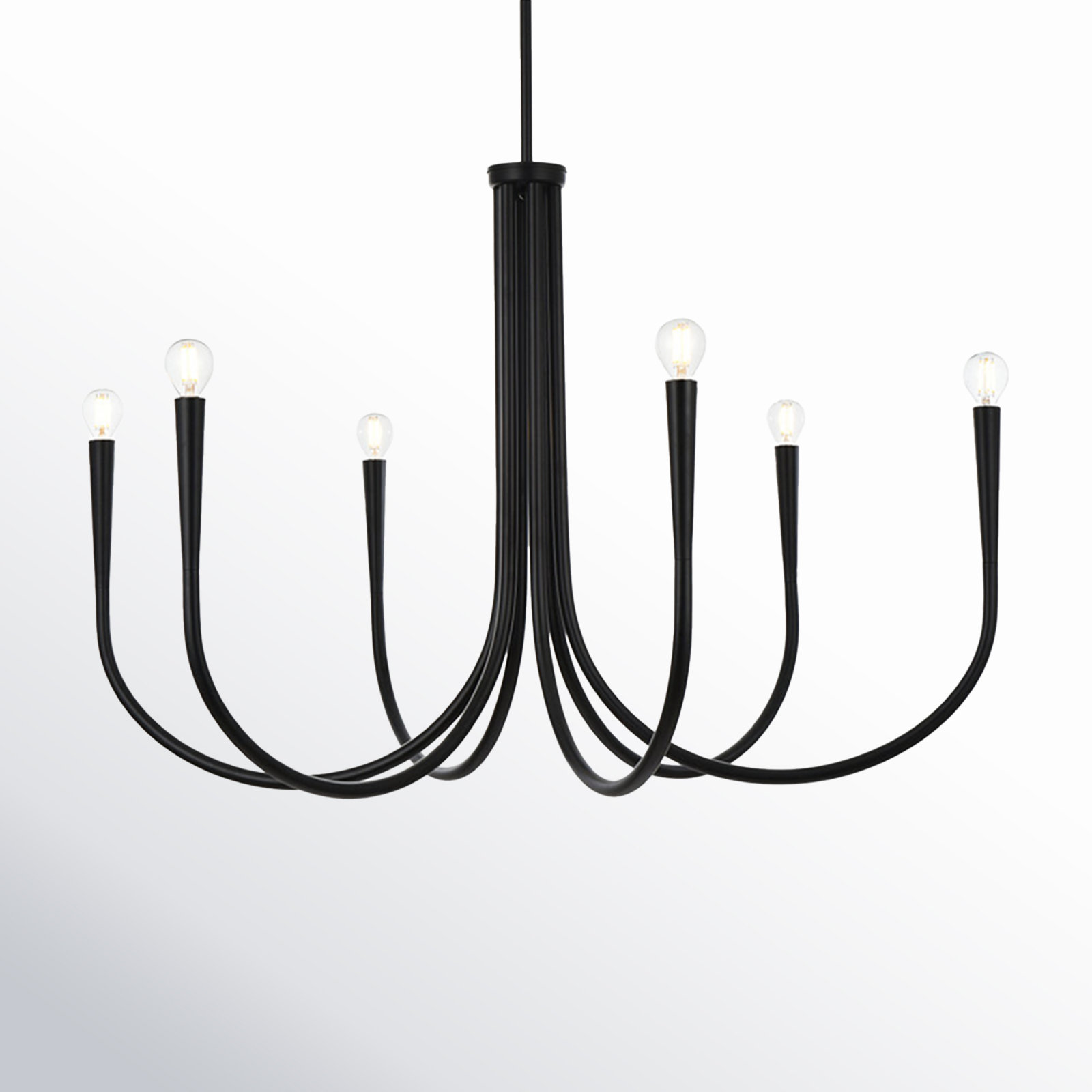 Catalena 6 - Light Dimmable Classic/Traditional Chandelier, Black, 24.5" H x 36" W x 36" D