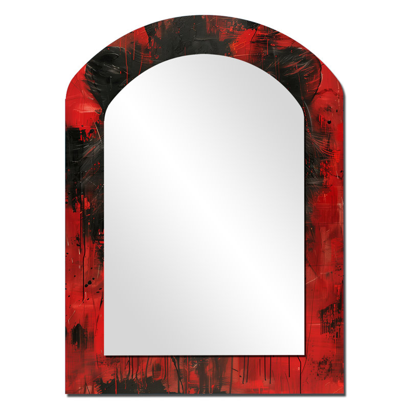 Noir et rouge astrologie Royaume de Lion I - grand miroir mural arqué sur métal, 34 po x 25 po