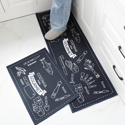 Non-skid Printed Kitchen Mat (set Of 2)