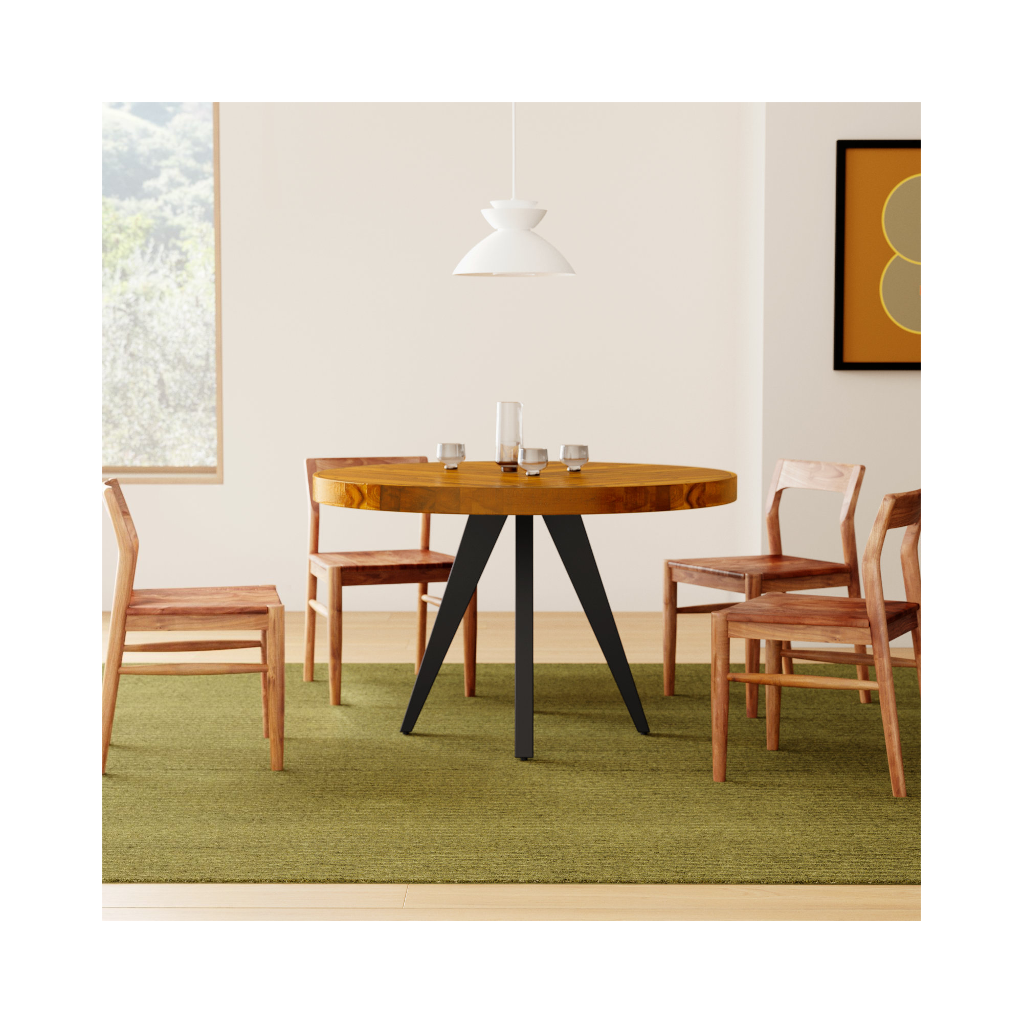 Carlo Round Dining Table, Brown, 30" H x 48" W x 48" D