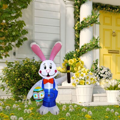 4-Ft. Tall Bunny Rabbit Painting An Easter Egg, Outdoor/Indoor Blow Up Spring Inflatable With Lights -  The Holiday AisleÂ®, 32CBC1F6D5314ABC8ACF308309C57F08