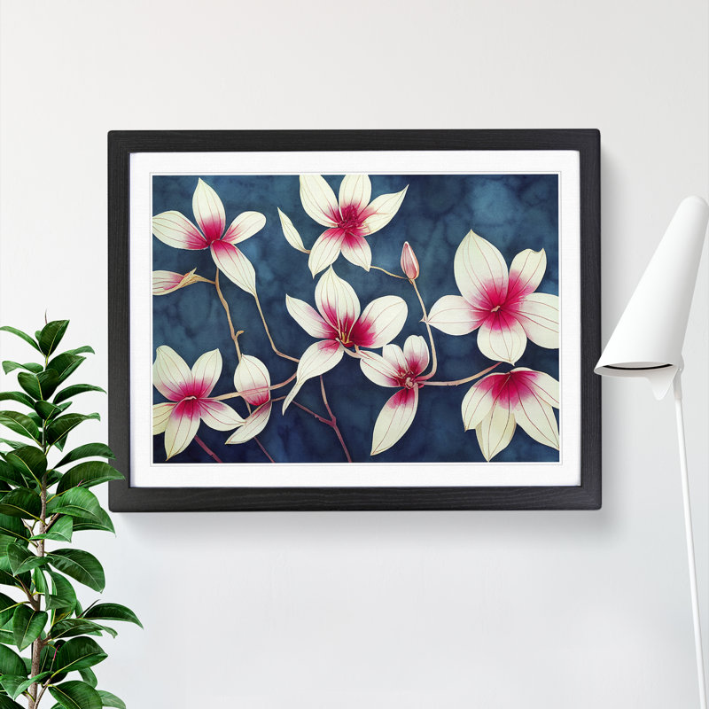Ethereal Watercolour Flowers - Framed Print, 46cm H x 64cm W x 2cm D, Black