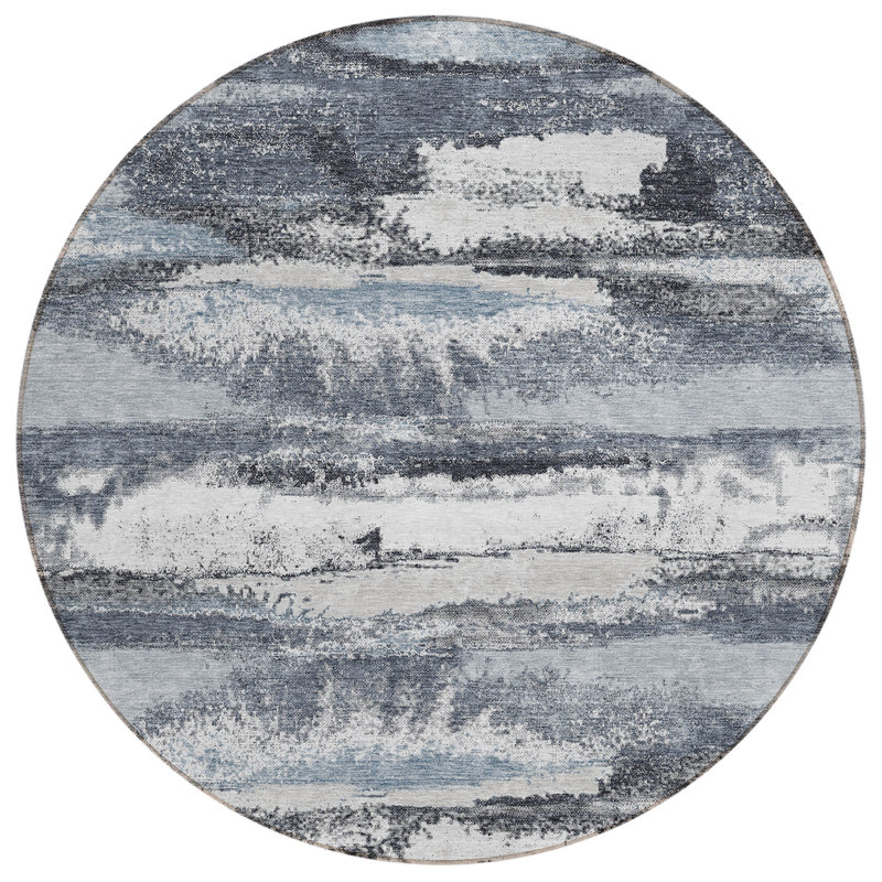Aleighna Area Rug with Non-Slip Backing, Round 8'