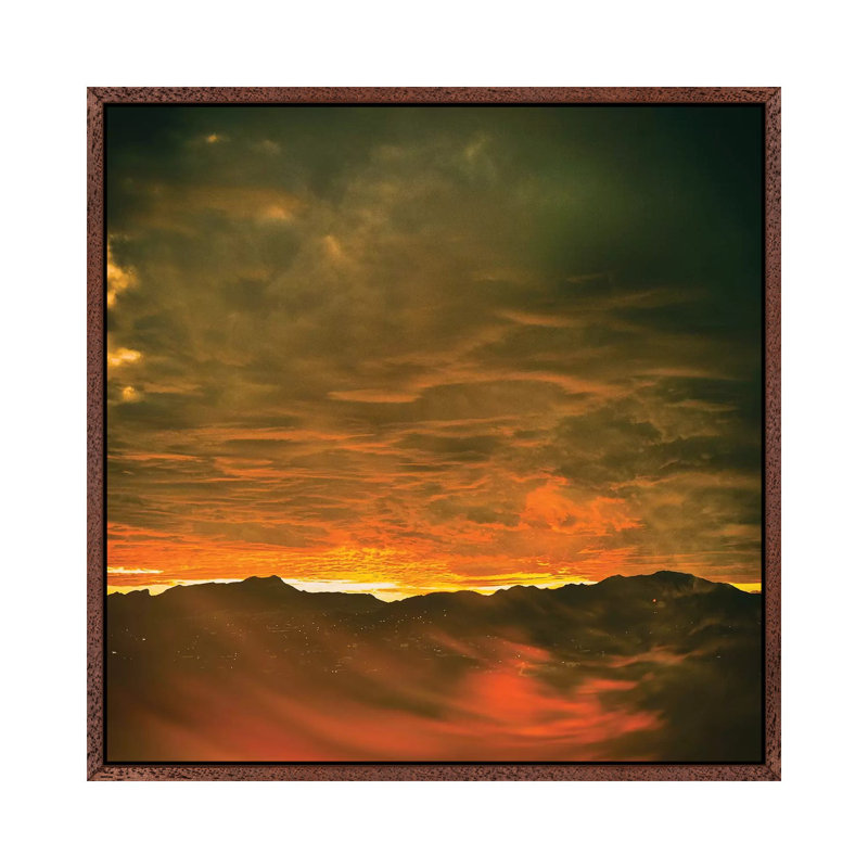 Mountain Sunset by Mark Paulda - Print on Canvas, Classic Brown Wood Floater Framed, 45.72cm H x 45.72cm W x 3.81cm D