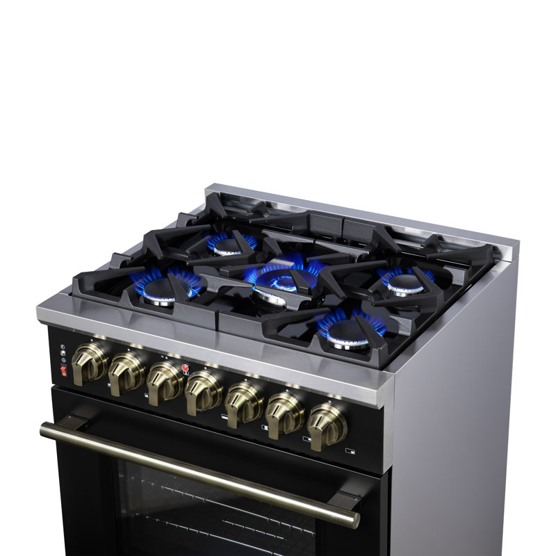 Cuisinière à double carburant 30 po Massimo, Noir