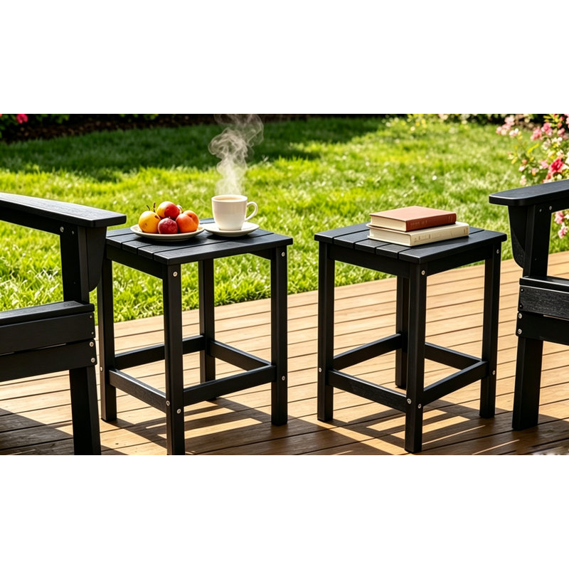  (Set of 2) Adirondack-Outdoor-Side-Table All Weather , Black