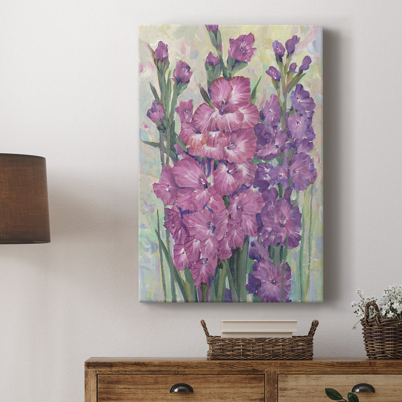 Glaïeuls en fleurs I - galerie Cavas sur mesure, H 48 po x l 32 po