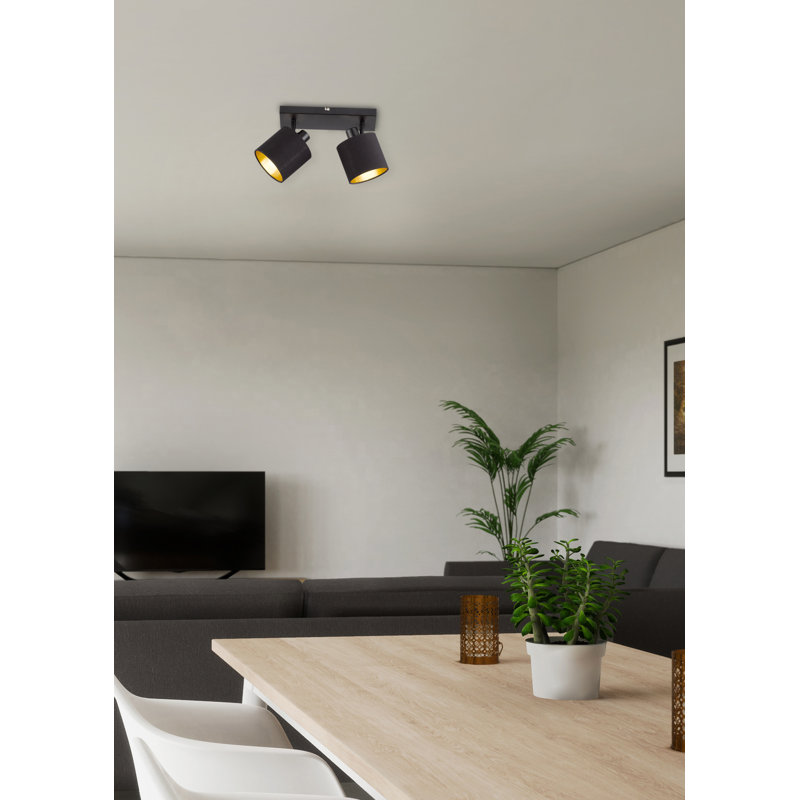 Brittnae 2-Light 28cm Semi Flush Mount, Black/Gold