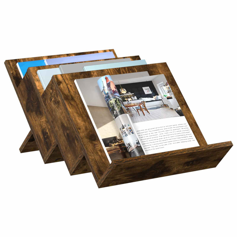 Wood Free Standing Magazine Rack, Dark Brown