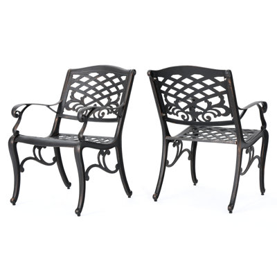 Arm Chairs  2   - Elegant And Floral Details Rust- Aluminium Frame 25.72" W X 22.3" D 34.61" H Assembly Required  2  Intricate Design Embellishments Rust-