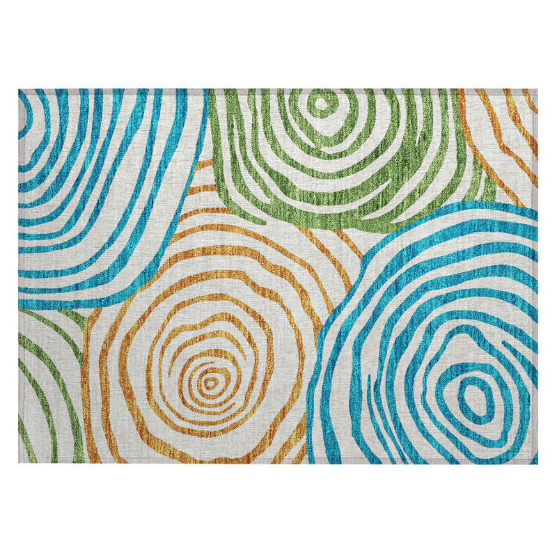 Leis Abstract Indoor / Outdoor Rug, Rectangle 1'8" x 2'6"