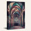 Tableau sur toile représentant des arches gothiques turquoise et rose avec lanternes suspendues-270049365