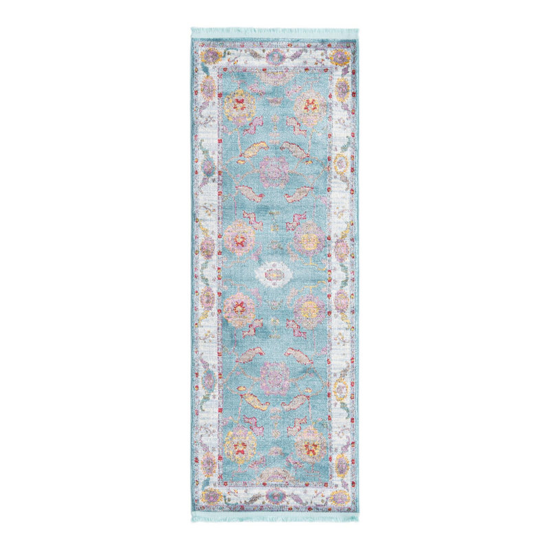 Tapis Paragon_Aqua et bleu, Tapis de couloir 2 pi 2 po x 6 pi 1 po