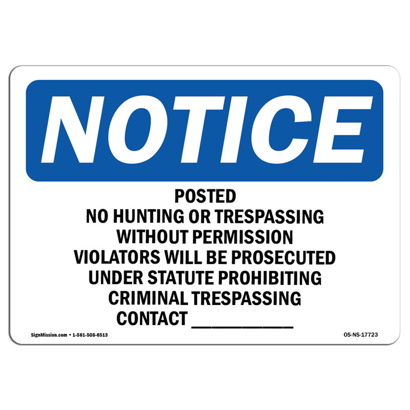 Posté No H Chasse or Trespassing