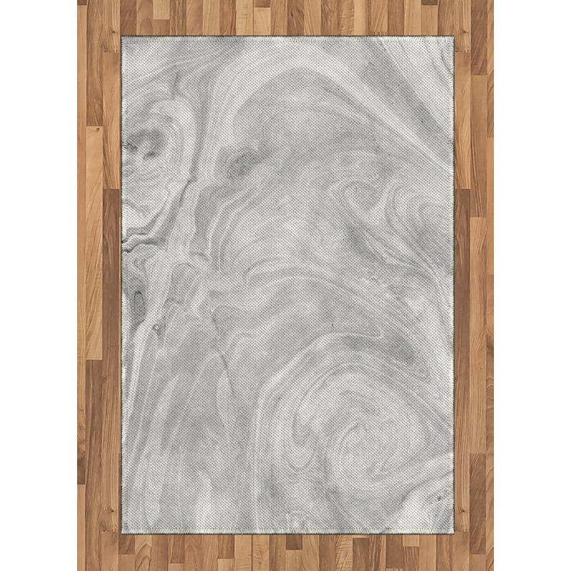 Tapis décoratif à longues fibres en polyester à haute densité de marbre, Rectangle— 4 pi x 5 pi 8 po