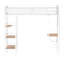 Lit mezzanine à 3 tablettes avec 3 barrières de sécurité en métal pour poste de travail, poste de travail intégré et 3 tablettes ouvertes blanc mat