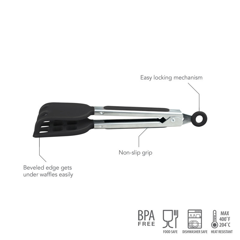 Waffle Tongs, Stainless Steel/Black