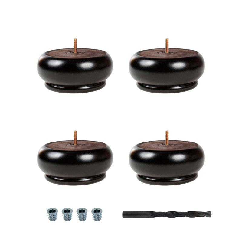 Ensemble de 4 pieds en bois massif espresso H 3 po x 6 3/4 po de diamètre, Espresso